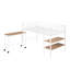 Lit mezzanine simple en métal avec bureau et tablettes, blanc-405843615