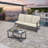 2-Piece Wicker Patio Conversation Set With Beige Cushions & Coffee Table-1085837946