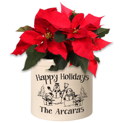 Personalized Snowman Family Ceramic Pot Planter