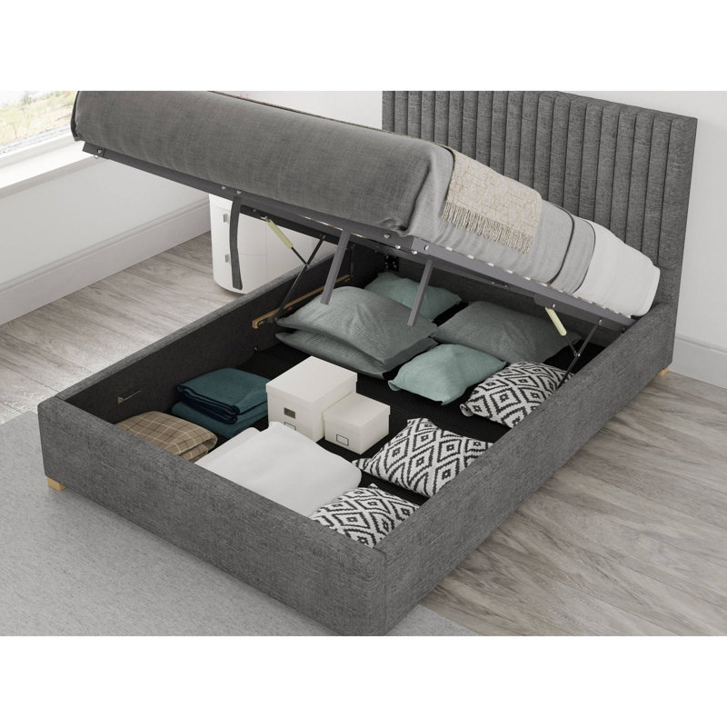 Bonhill Upholstered Ottoman Storage Bed, Small Double (4'), Charcoal