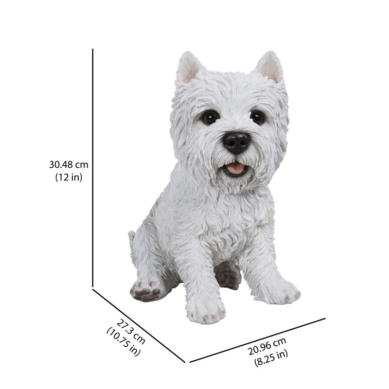 Sitting White Terrier Dog Statue