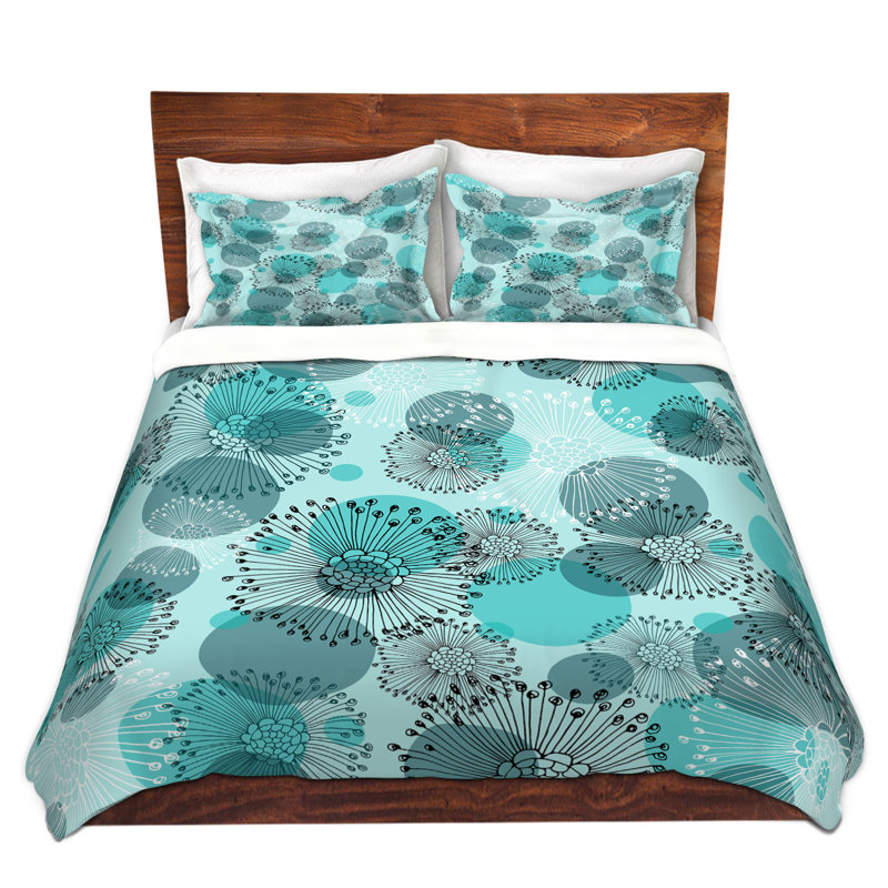 Ensemble de housse de couette à fleurs noires, 1 housse de couette grand + 2 taies standards