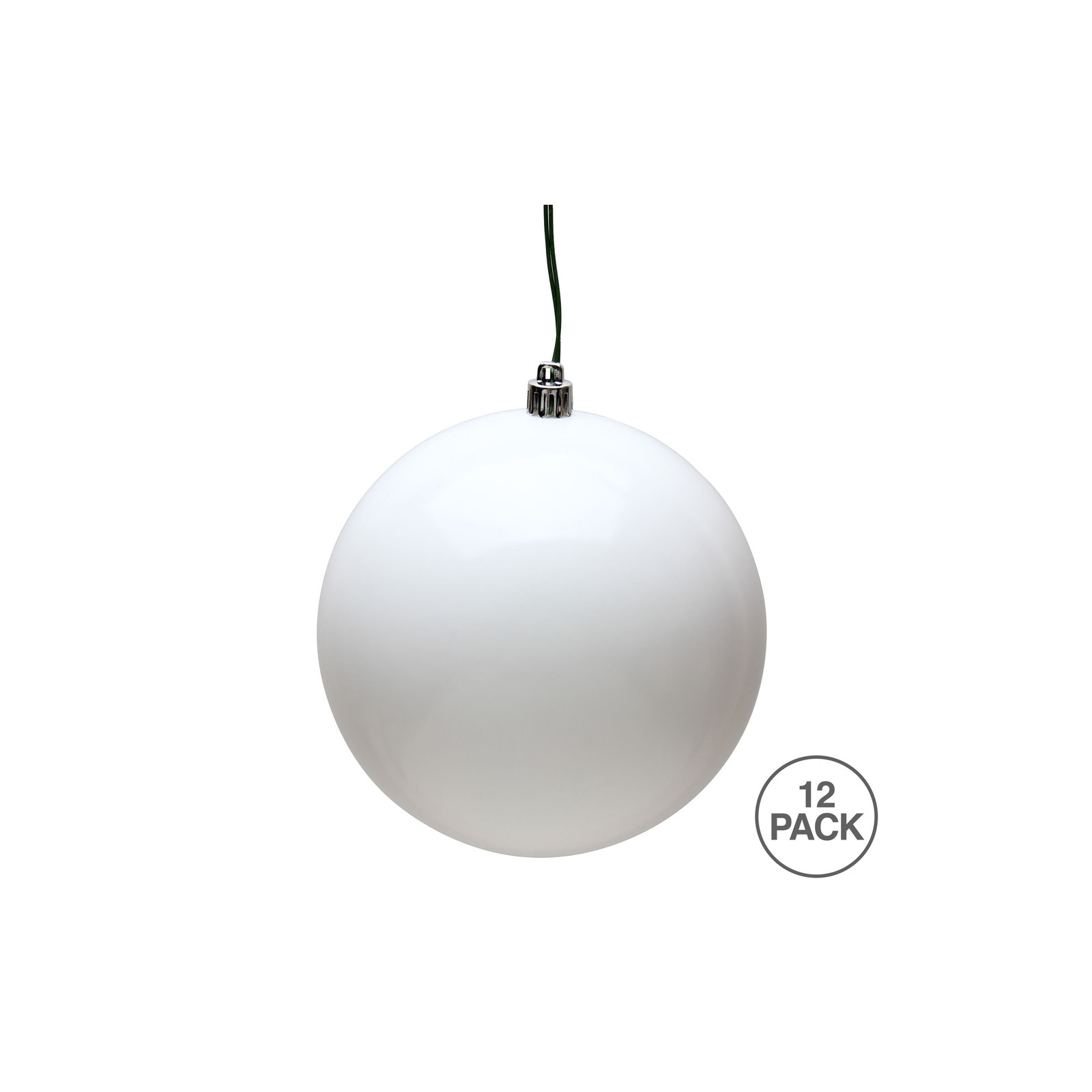Holiday Décor Ball Ornament, White Candy, 3" H x 3" W x 3" D