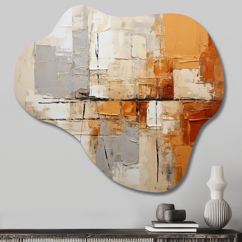 Reproduction d'art mural en métal gris, jaune et orange, H 22 po x l 30 po