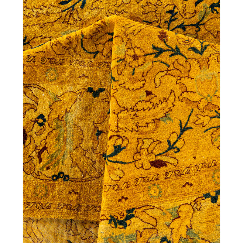 Overdyed Hand-Knotted Wool Modern-Contemporary Yellow Area Rug 8' 1" x 10' 1"