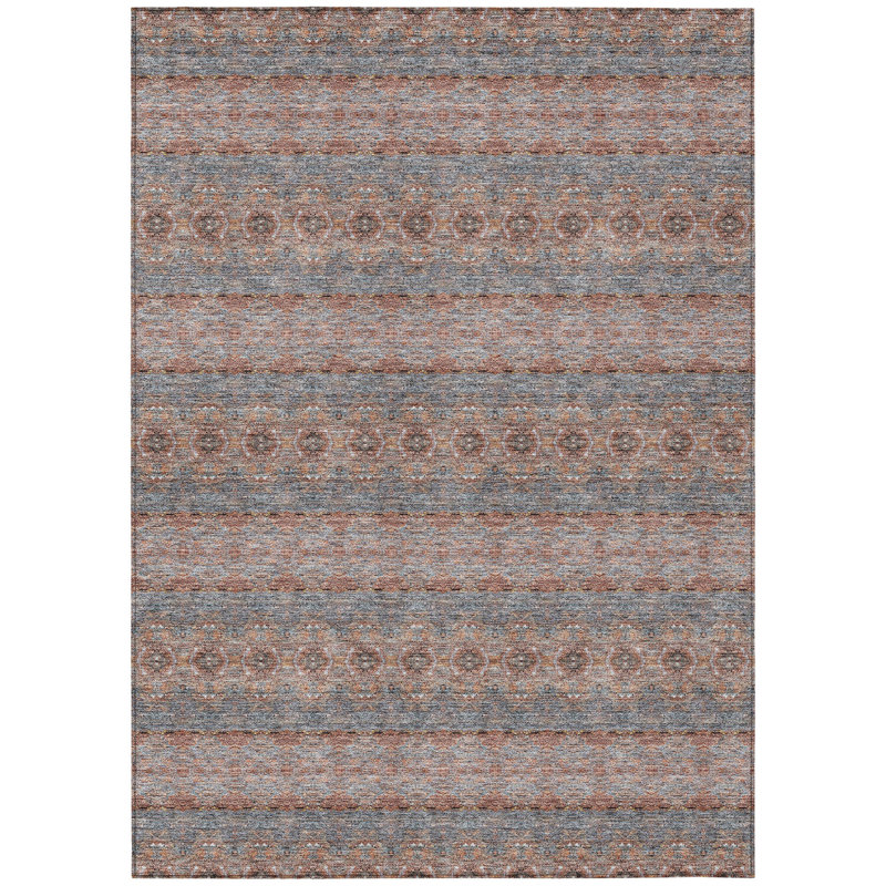 Tapis intérieur gris lavable à motif de médaillon 3 pi x 5 pi