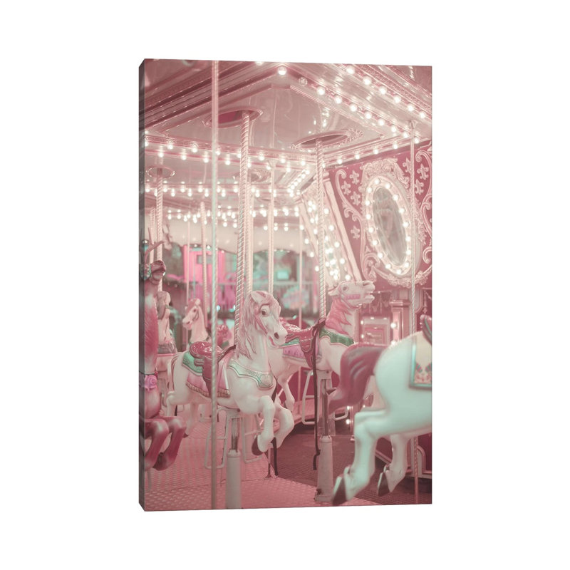 Pastel Pink Carousel - Wrapped Canvas Print, 20.32 cm H x 30.48 cm W