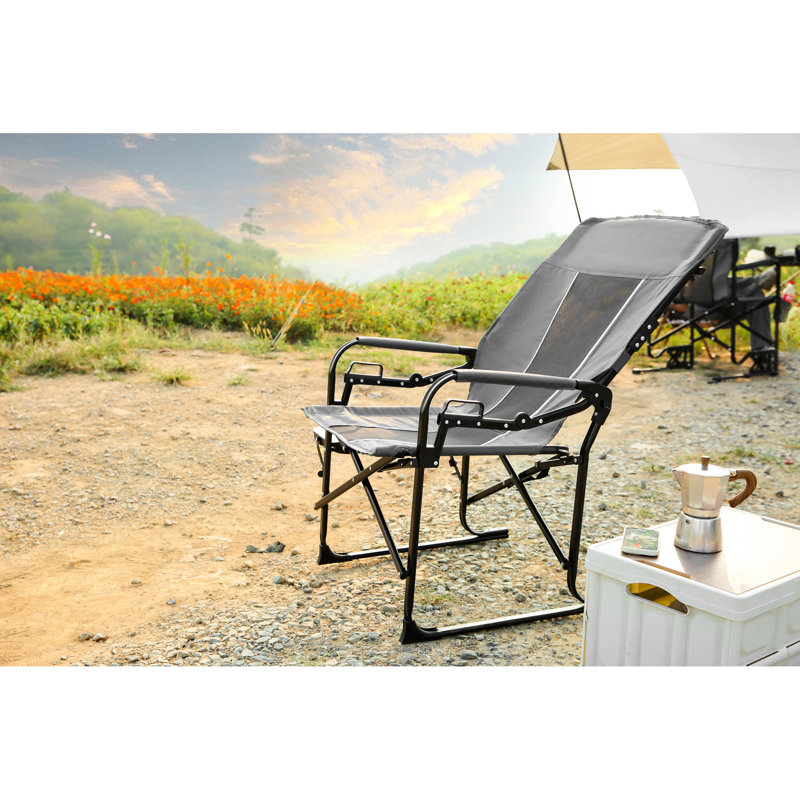 Heavy Duty Portable Camping Directors Chair - Grey Oversized With Side Table For Picnic, Beach, Lawn Fishing Fishing, Picnic