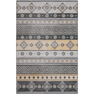 Tapis gris / jaune / mauve Anayssa