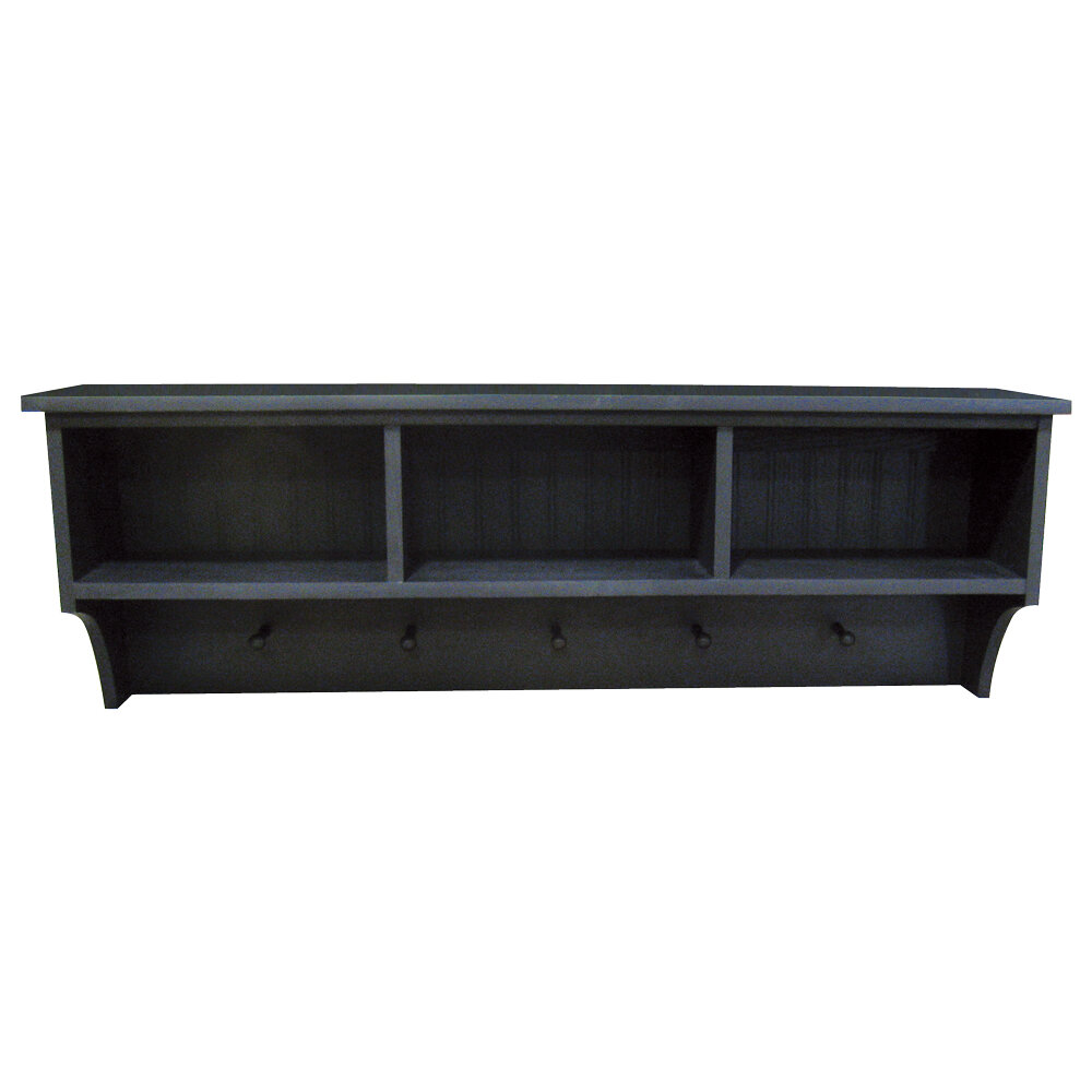 Storage Shelf with Cubbies and Pegs Sawdust City Color: Sage