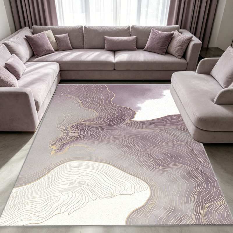 Lavender Gold Abstract Topographic carpet-easy to clean, machine-washable, soft and comfortable; suitable for door mats, kitchens, living rooms, bedrooms, corridors, and laundry areas. Easy to clean, durable carpet for home decoration.