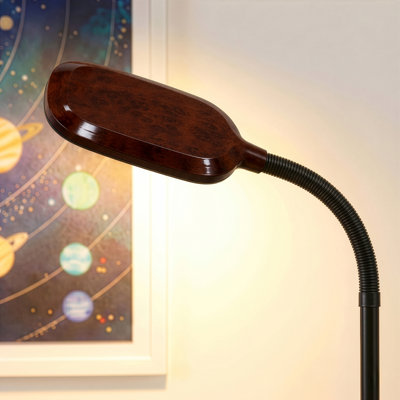  Litespan Havana Brown 53 in. Dimmable LED Floor Lamp for Reading and Crafts with Height Adjustable Gooseneck Head