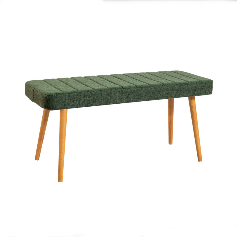 Modern 6-Piece Dining Table & Chairs Set, Atlantic Pine & White/Green | 100% Melamine Coated Particle Board, Table: 47.2 x 30.3 x 29.5 in | 4 Chairs: 18.5 x 35.4 in | Metal Frame, Linen Foam Cushions, Scandinavian Design