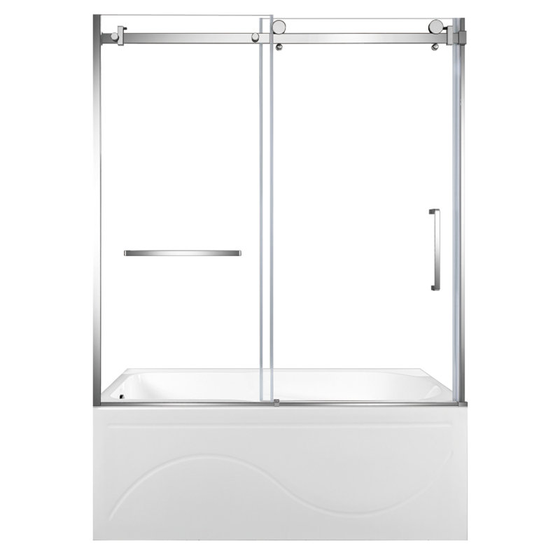 Kingston Brass 60-Inch Acrylic Rectangular 3-Wall Anti-Skid Alcove Tub With Tub Door, Hand Drain, Left, Polished Chrome