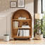 Bibliothèque arquée moderne avec 3 tablettes, armoire de rangement en bois de noyer pour le salon, la chambre à coucher-1504370734