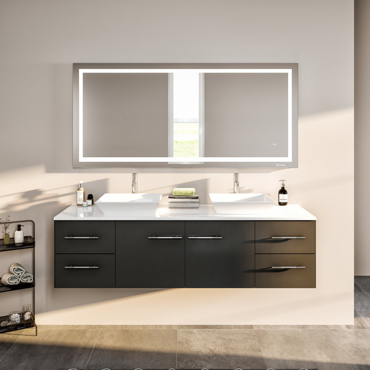 Juarez 72'' Double Bathroom Vanity with White Quartz Top