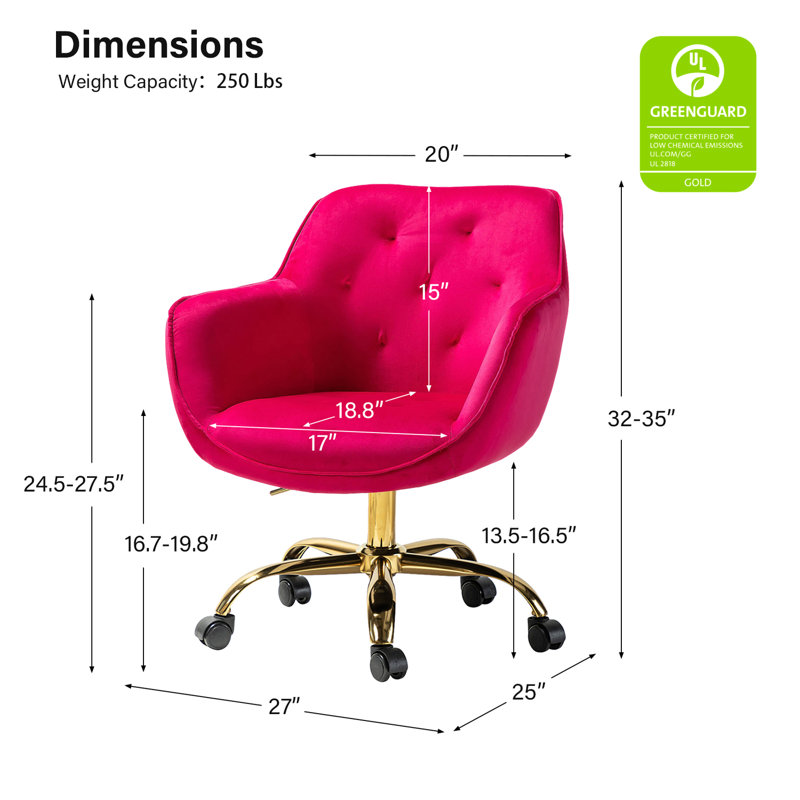 Chaise de travail Clio à hauteur réglable, Fushia