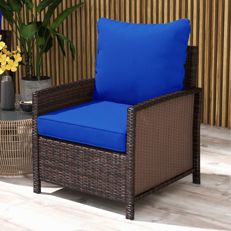4 coussins et coussins de mobilier de patio, bleu marine, siège de détente extérieur bleu