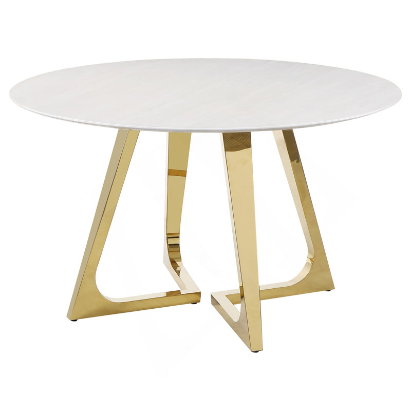 Imani Gold Round Marble Dining Table