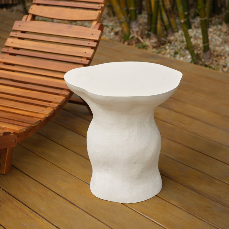 Sculpt End Table, Cream White