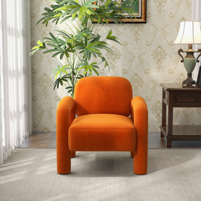 Velvet Armchair, Orange