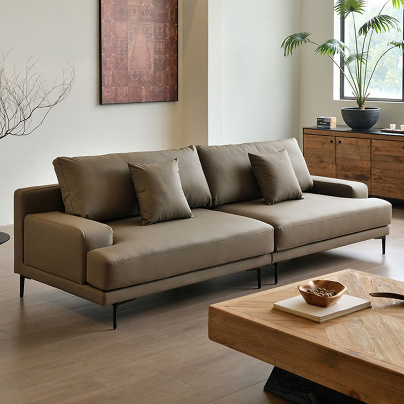 Canapé modulaire en similicuir, Café, H 34,65 po x l 102,36 po x P 36,61 po
