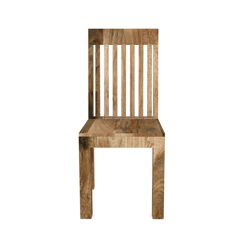 Cube Mango 37.5cm H Solid Wood Slat Back Side Chair in Brown