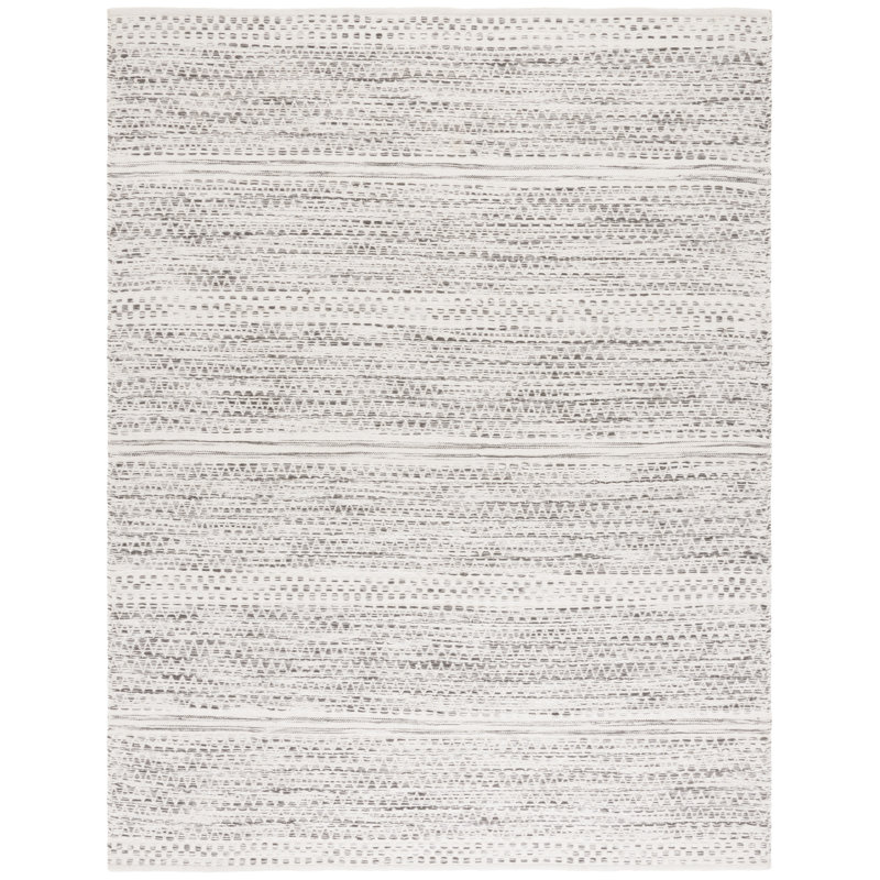 Kilim Hand Woven Wool/Cotton Rug in Ivory/Brown, Rectangle 8' x 10'