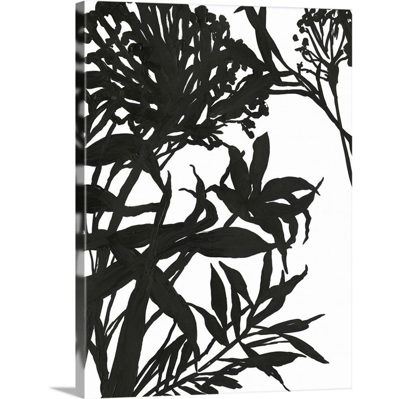 Feuillage monochrome I-reproduction d’art sur toile, Toile tendue, H 24 po x l 18 po x 1,25 po