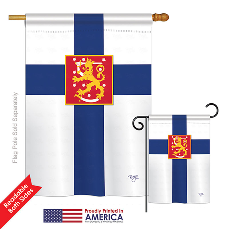 Ensemble de 2 drapeaux en polyester vertical décoratif 2 côtés finlande of the world