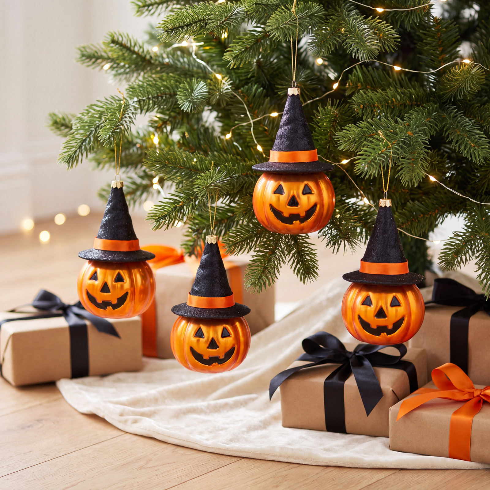 4.5" Glass Jack-O Lantern Ornament Box of 4