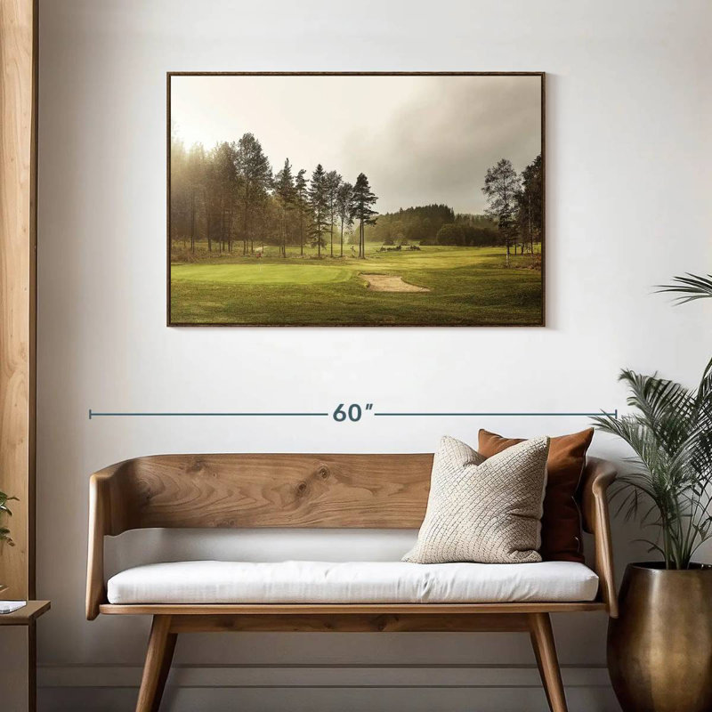 Golf Course Trees, 19" X 13", Floating Frame Walnut