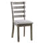 Chaises de salle à manger de couleur grise 2 pièces, dossier, siège rembourré en tissu, dossier rustique