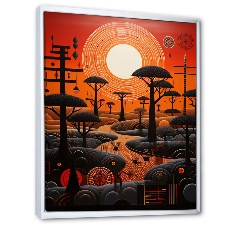 «Labrian African Tribal Rhythms», reproduction sur toile, H 44 po x l 34 po x P 1,5 po, Cadre flottant blanc