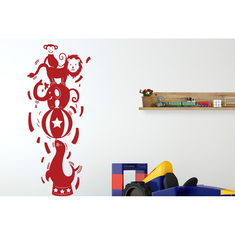 Animals Wall Decal, Dark Red