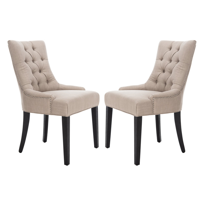 19.5'' H Upholstered Side Chair, True Taupe, Rustic Black