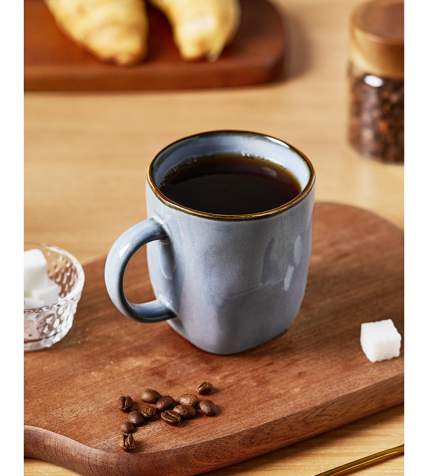 Leny Square Stoneware Mug, Blue