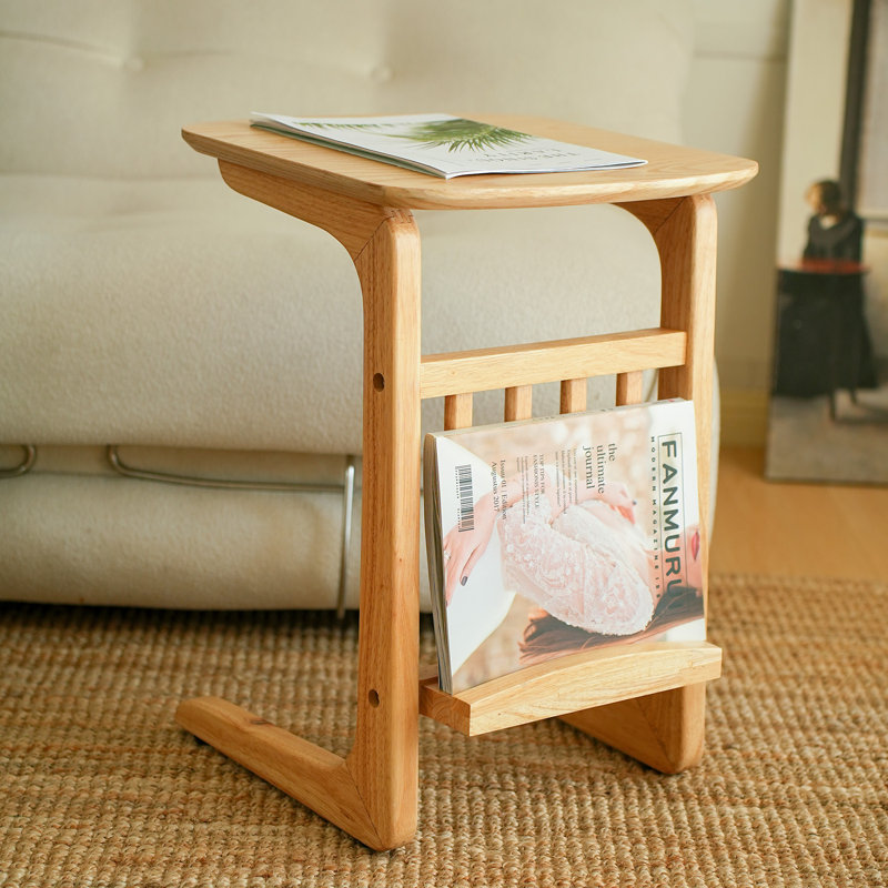 Kadi Solid Wood Pedestal End Table, Wood