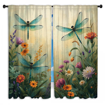 Libellules et fleurs colorées