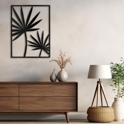 Tropical Leaf Modern Abstract Wall Accent Sculpture Hanging Decoration Metal Wall Decor