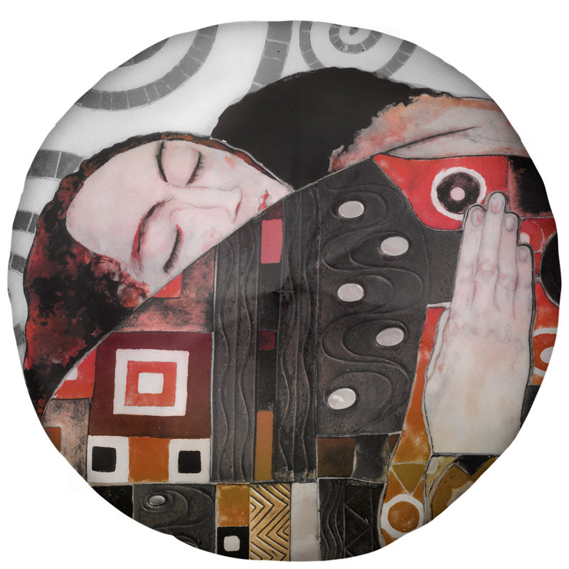 Coussin de plancher gustav klimt,, 27,5 po x 55,5 po, Rouge / dégradé orange