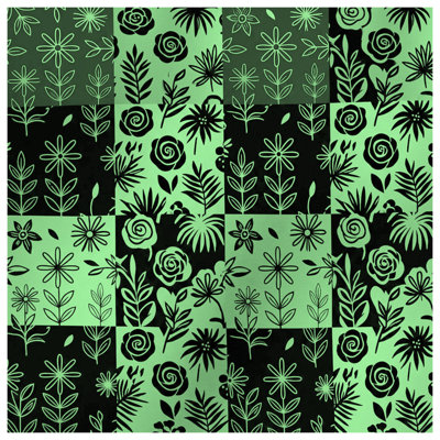 Rideaux de douche Green Botanical Patchwork
