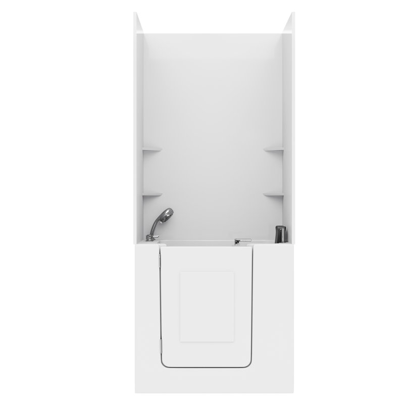 Baignoire de trempage à gauche 31 po x 40 po en blanc avec ensemble de douche lisse Nova, Gauche