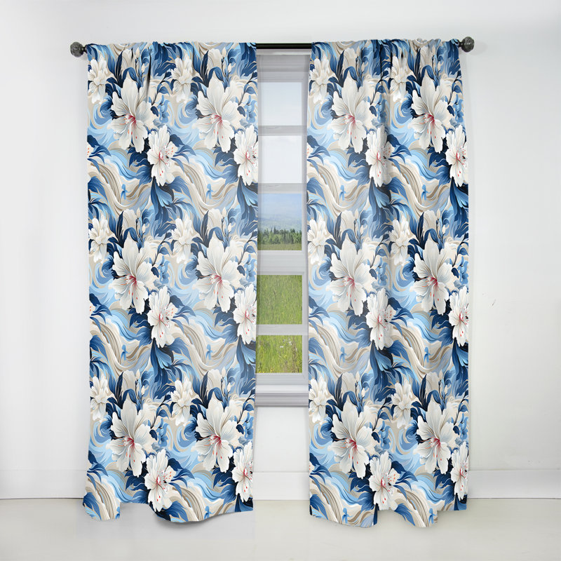 Motif tropical Seaside Reflections - Rideau floral - Velours obscurcissant - 1 panneau, L 52 po x L 84 po