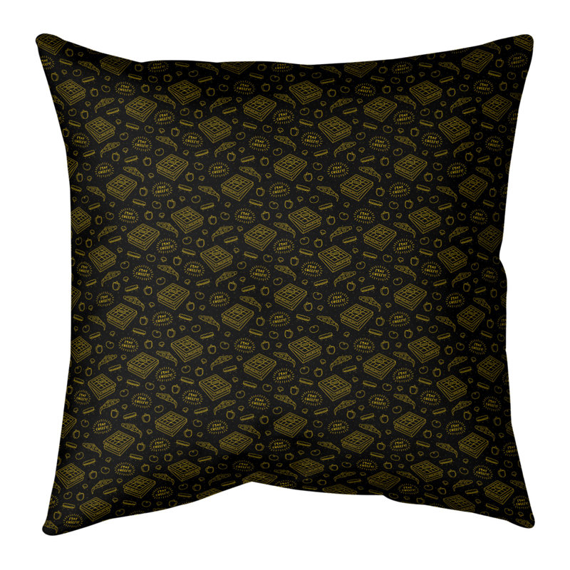 Coussin Katelyn Elizabeth, H 14 po x l 14 po, Polyester/ Bourre en polyester, Noir/jaune