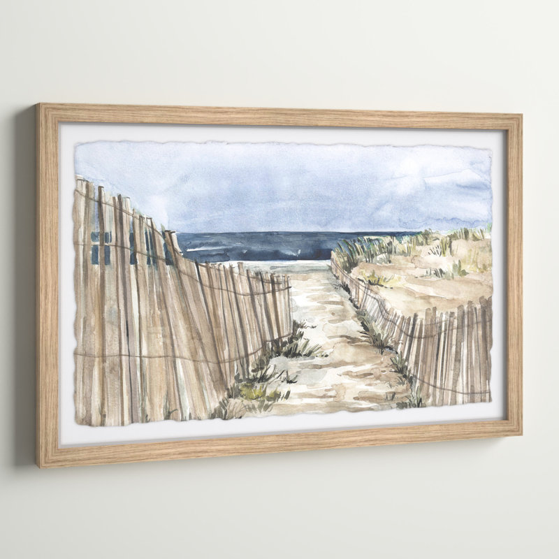Clôture de plage inclinée - Peinture encadrée, H 16 po x l 24 po x P 1,5 po