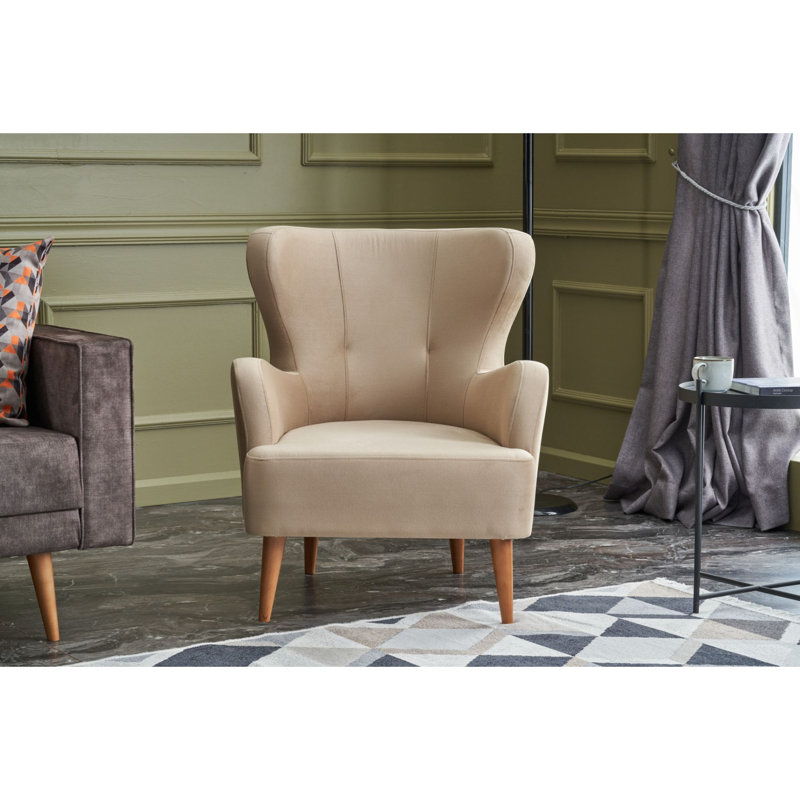 Fauteuil en velours l 31,5 po Truet, Crème