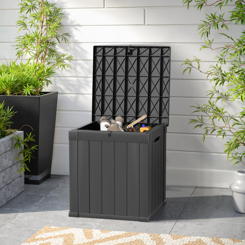 Boîte de rangement en résine résistante à l'eau durable de 30 gallons pour l'intérieur et l'extérieur, Noir