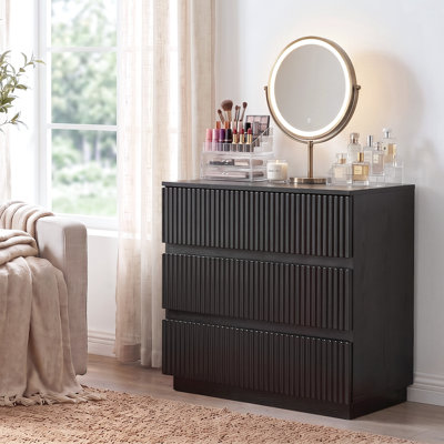 Armoire sans tiroir 23,62 pouces cannelée 3 tiroirs