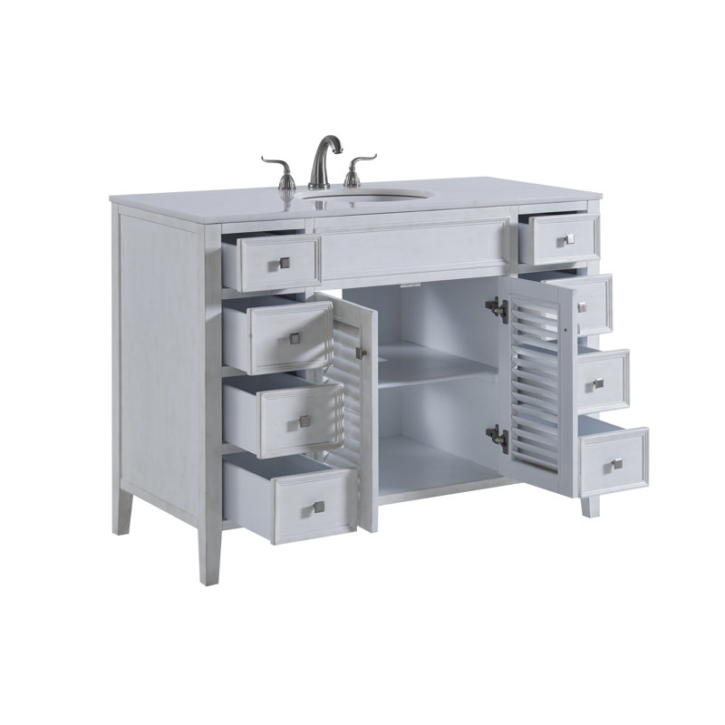 Ensemble de meuble-lavabo simple 48 po Watkinsville, Blanc antique, Blanc